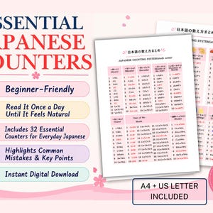 Essential Japanese Counters Study Guide | Beginner Language Learning (Digital Download)