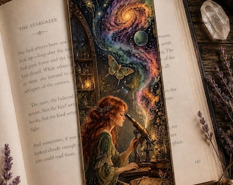 Stargazer Bookmark | Celestial Universe Design | Book Lover