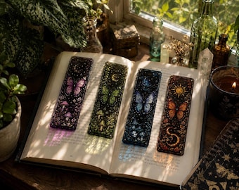 Butterfly Bookmarks Set, Colorful Stained Glass Designs for Fantasy Readers