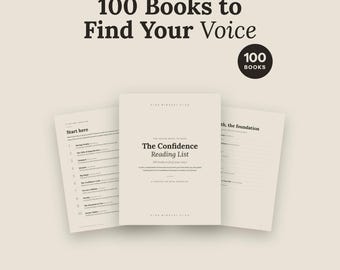 Confidence Reading List | 100 Books to Find Your Voice | Self-Worth Self-Esteem Book Checklist | Printable PDF