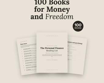 Personal Finance Reading List | 100 Books for Money and Freedom | Investing Budgeting Wealth Book Checklist | Printable PDF