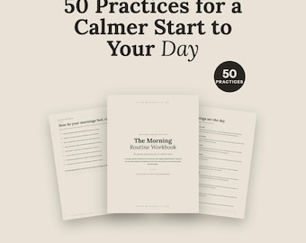 Morning Routine Workbook | 50 Gentle Practices for a Calmer Start | Daily Ritual Habit Building Mindset Fillable PDF