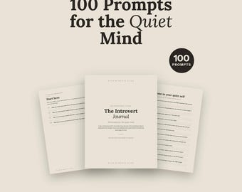 Introvert Journal | 100 Prompts for the Quiet Mind | Introvert Gift Self Care Journal | Guided Reflection for Quiet Souls | Printable PDF