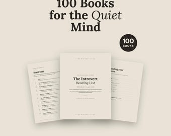 Introvert Reading List | 100 Books for the Quiet Mind | Introvert Gift Self Care Book List | Quiet Book Lover Checklist | Printable PDF