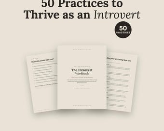 Introvert Workbook | 50 Practices to Thrive as an Introvert | Protect Your Energy Self Care Guide | Quiet Self Improvement | Printable PDF