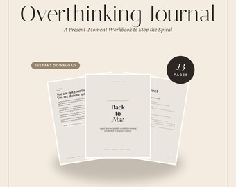 Overthinking Journal & Notion Tracker, Anxiety Relief | Present Moment Mindfulness Guide PDF