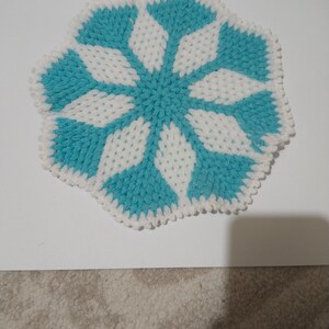 Handstickad snöflinge-lofah, turkos geometrisk badsvamp, bomullskropp