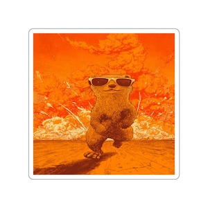 Adesivo/adesivo fustellato con occhiali da sole Explosive Cool Badger, stile retrò arancione