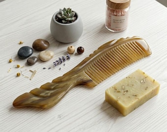 Natural Horn Pocket Comb - Anti Static Hair & Beard Comb - Handmade Travel Comb for Men Women