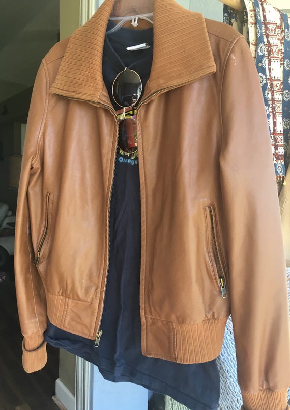 Vintage Gap Leather Jacket Rad Cognac Caramel Color