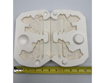 VTG 1985 Duncan DM-828 Ceramic Casting Slip Mold Sled Kids Ornament 8.5"x5"