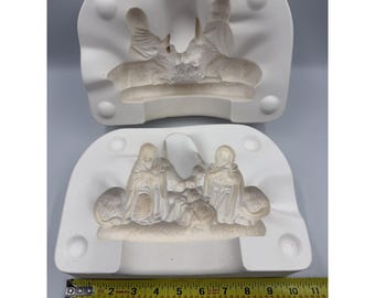 VTG 1980' Second Career 205 Ceramic Casting Slip Mold The Birth Jesus 10"x7"x6"