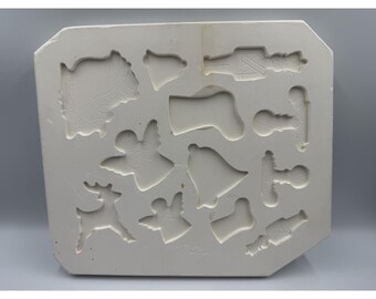 Vintage 1987 Duncan Mold DM-834A Ceramic Slip Open Pour Santaland Appliques