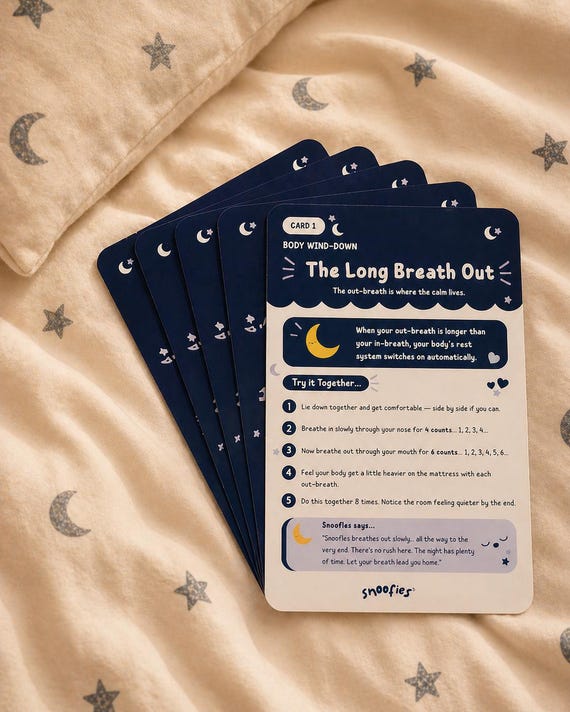 Kids Bedtime Regulation Cards, Sleep Routine Tool, Calm Bedtime Activities (PDF Download)