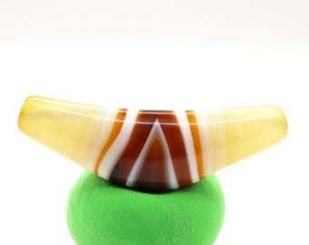 Hand Carved Ox Horn Agate Pendant, Natural Tibetan Dzi Bead for Necklace Making