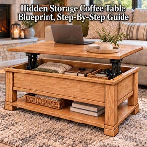 Hidden Storage Coffee Table Blueprint | Step-By-Step Guide (PDF Download)