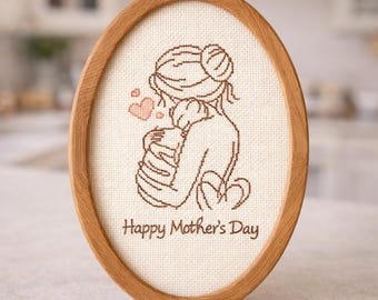 Schema per punto croce in PDF, adatto ai principianti, regalo per la festa della mamma, ricamo artistico per la decorazione della casa.