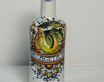 Hand Painted Italian Ceramic Vinegar Bottle Cruet