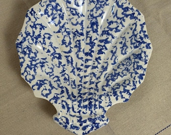 Antique German Blue & White Shell Dish