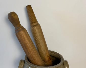 Vintage Hand Carved Solid Wood Rolling Pin