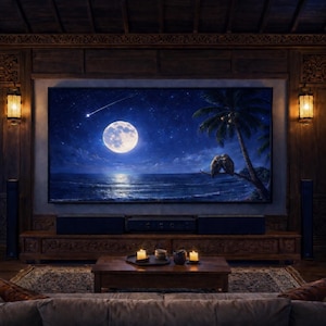 4K Frame TV Video | Moonlit Ocean Owl Scene | Relaxing Night Loop | Digital Download