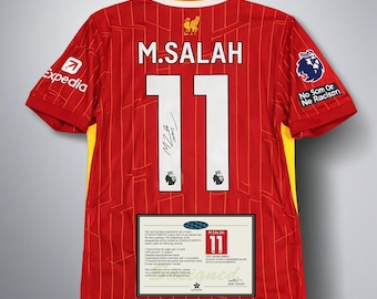 Liverpool 2024-25 Mohamed Salah Signed Printed Soccer Jersey