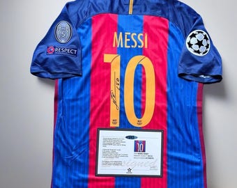 Maillot Barcelone 2016-17 imprimé signé Lionel Messi Retro Tribute