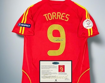 Spain 2007-08 Fernando Torres Signed Printed Trikot Retro Jersey