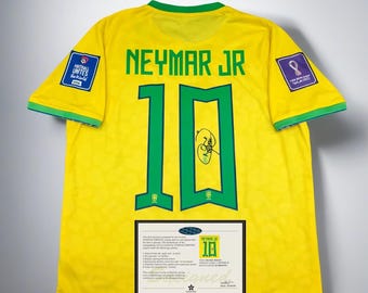 Maillot de football trikot imprimé signé Neymar, Brésil 2022