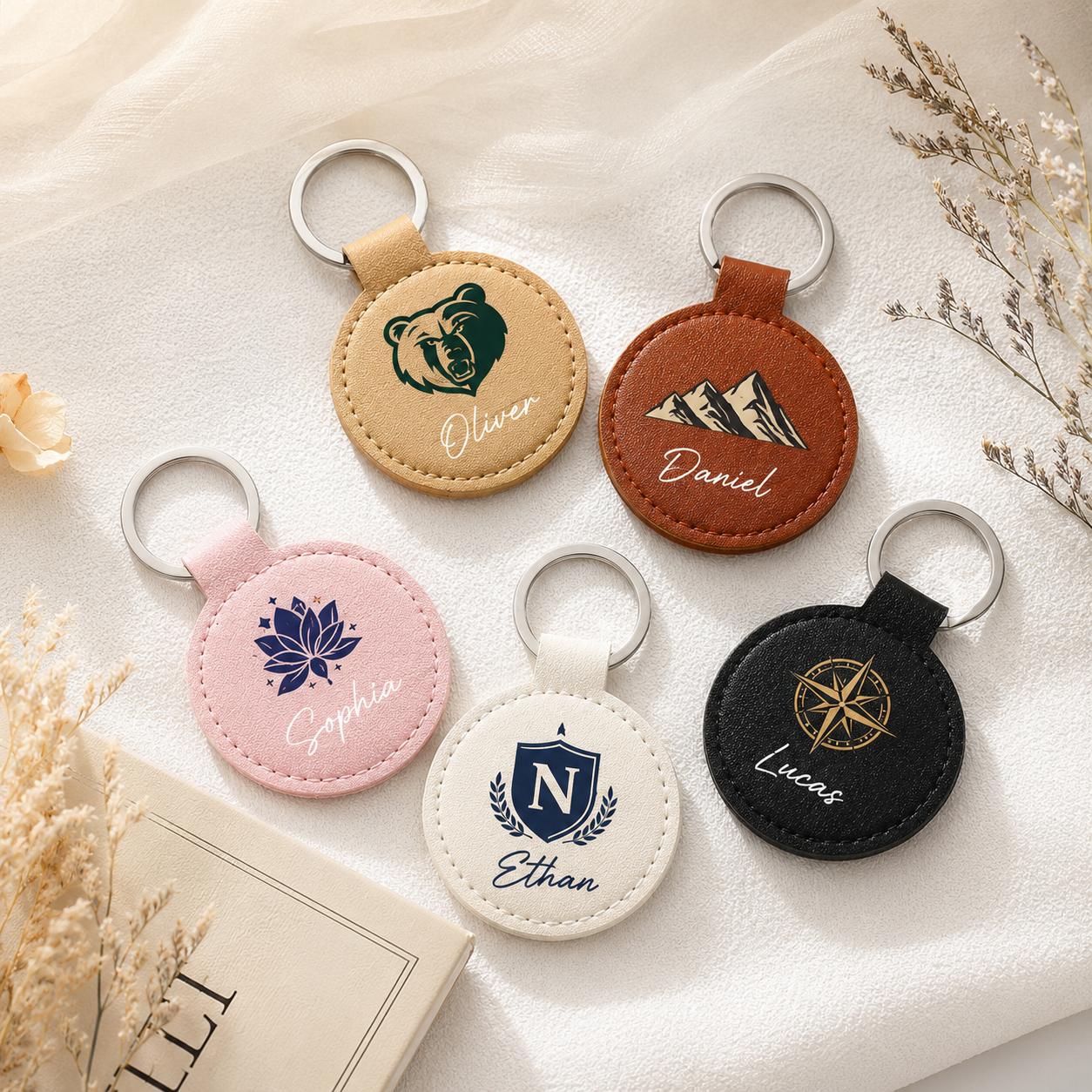 Personalized University Logo Keychain, Custom Leather Bag Tag ...