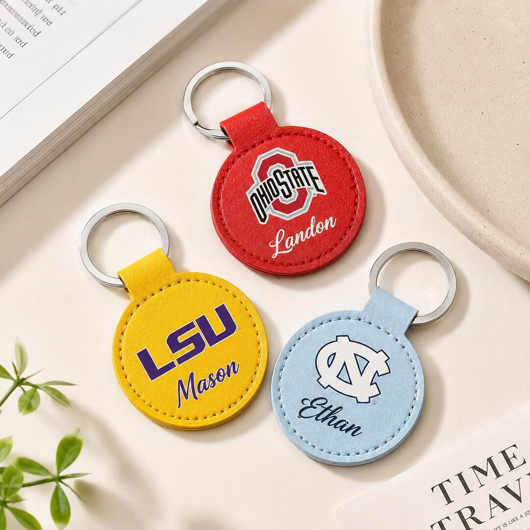 Personalized University Logo Keychain, Custom Logo and Name Key Ring ...