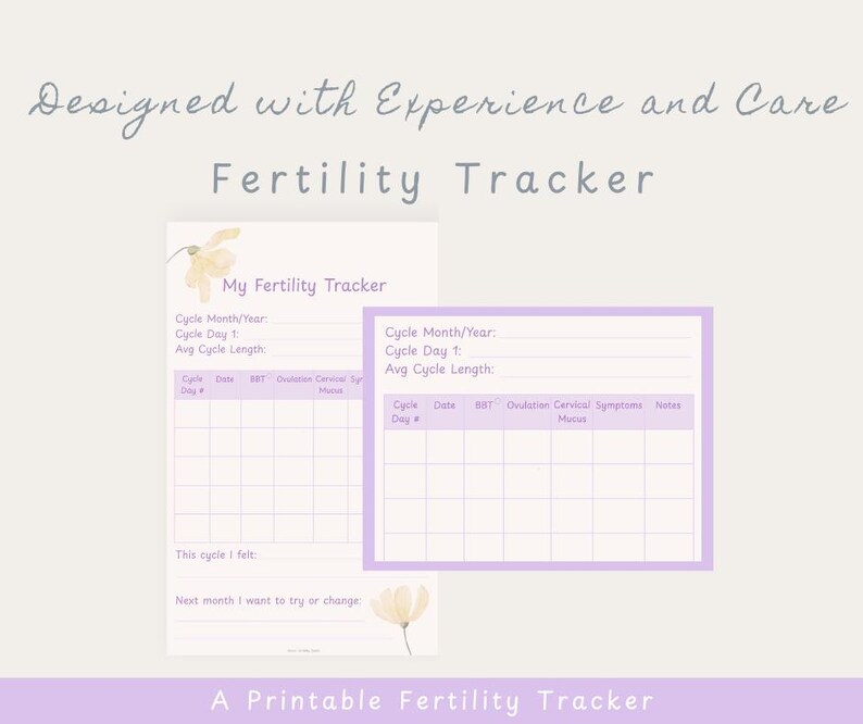 Fertility Track Fertility Tracker Printable | Cycle Tracking, Ovulation, Symptoms Log ...