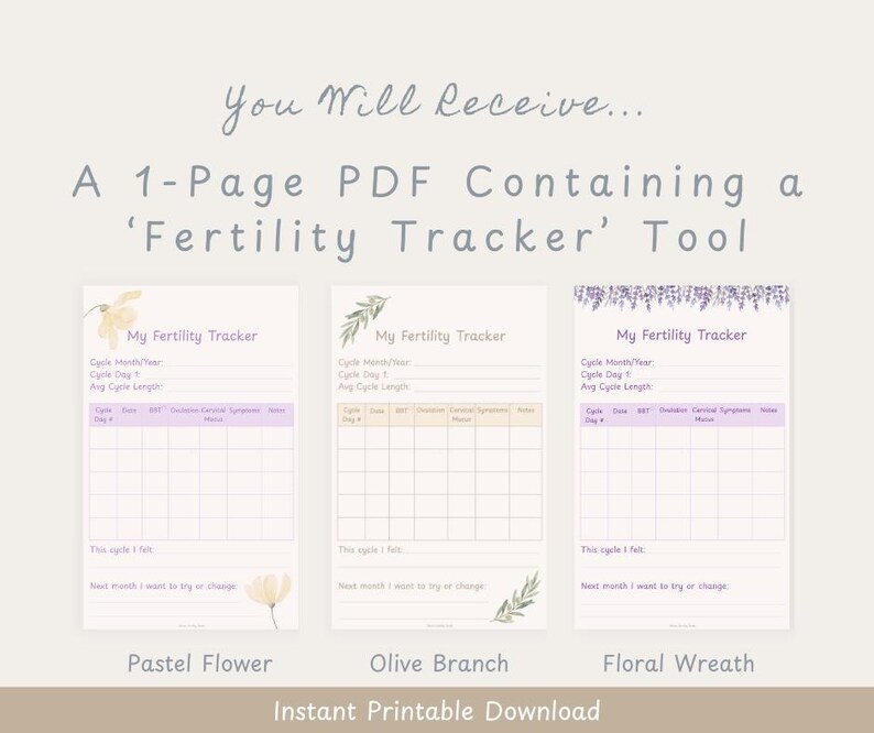 Fertility Track Fertility Tracker Printable | Cycle Tracking, Ovulation, Symptoms Log ...