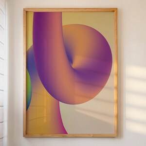 3D Abstract Tube Print, Colorful Gradient Poster, Modern Fluid Art (Digital Download)
