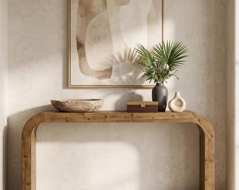 Farmhouse Console Table 70 Inch Curved Corner Sofa Table