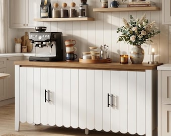 Farmhouse Sideboard Buffet Cabinet With 4 Doors