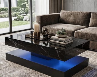 Modern LED Coffee Table With Storage Drawers