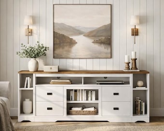 3 in 1 Bauernhaus TV-Ständer mit verstellbaren Regalen