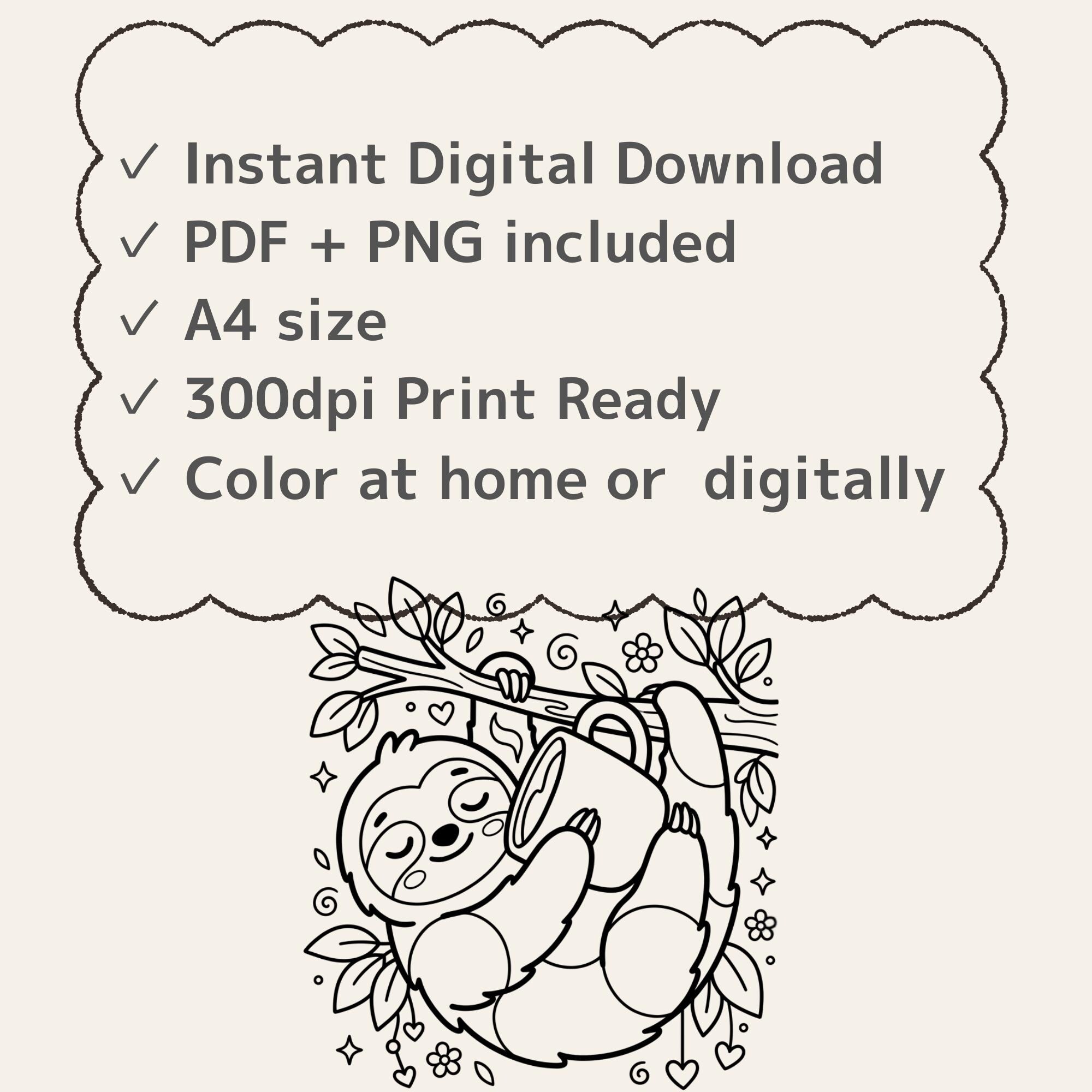 Adhd Sloth ADHD Sloth Coloring Page: Dopamine Loading, Neurodivergent Self-care ...