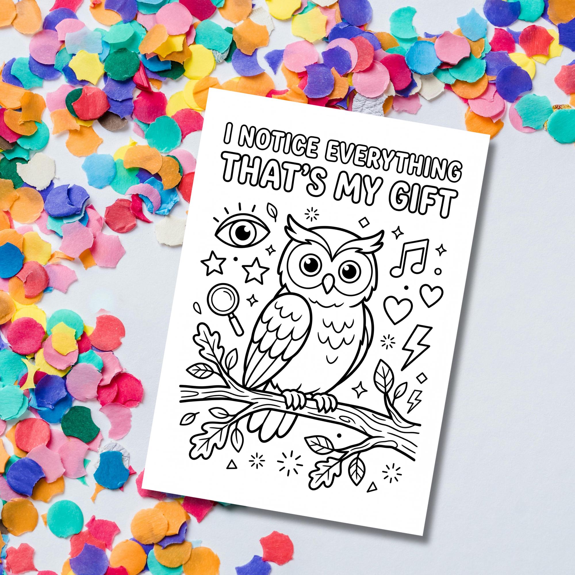 ADHD Owl Coloring Page: Mindfulness Adult Sheet (PDF PNG)