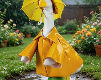 Garden Goose Outfit Set for 23 Inch Goose | Waterproof Raincoat & Costume | Lawn Goose Clothes, Funny Outdoor Porch Decor