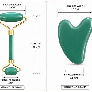 Rodillo facial y set de gua sha de piedra de ágata natural / Herramienta de masaje facial verde y rosa