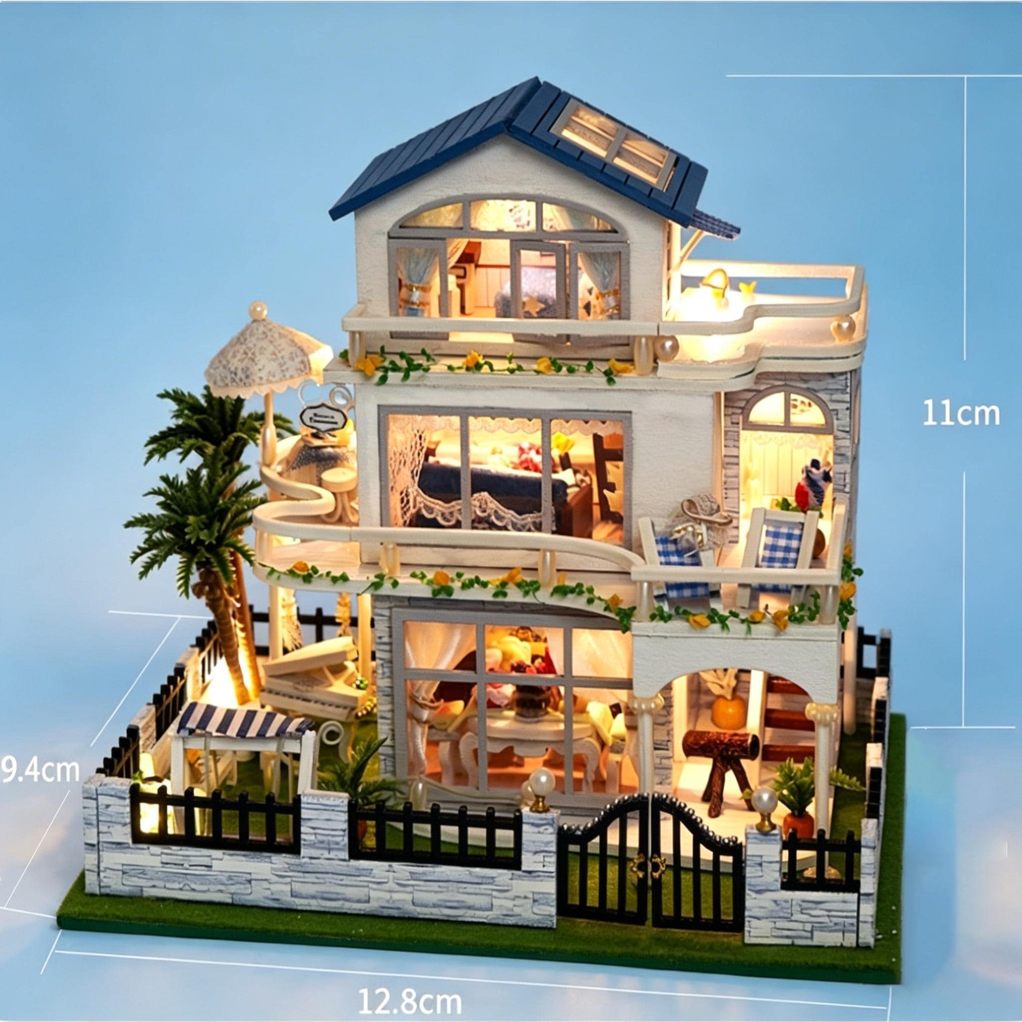 DIY Miniature Dollhouse Kit With LED Lights, Handmade Wooden Mini House ...
