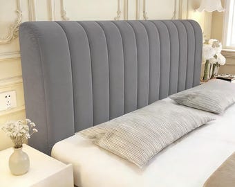 Quilted Headboard Cover, Elastic Cotton Bed Protector, Custom Size