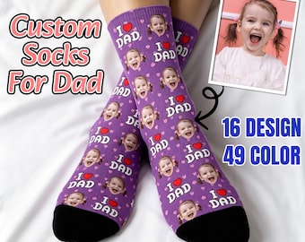 Personalized Fathers Day Gifts for Grandpa Papa, Custom Dad Socks