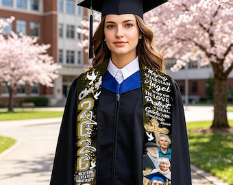 Custom Graduation Memorial Stole With Photo, In Loving Memory Graduation Sash
