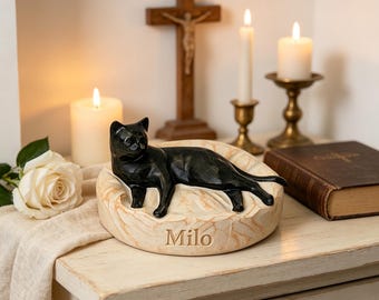 Personalized Cat Memorial Figurine, Loss of Cat Sympathy Gift, Bereavement Keepsake for Pet Lovers