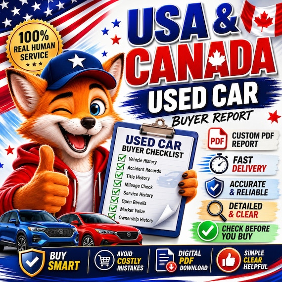 Used Car Buyer Checklist PDF, VIN Inspection Checklist Printable Pre Purchase Vehicle Inspection Report, Used Car Buying Guide USA & Canada