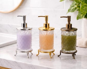 Dispensador de jabón de cristal de lujo para baño, decoración de hotel y spa, 300 ml, organizador elegante.