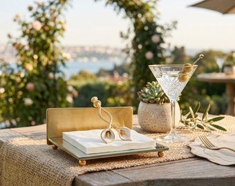 Luxury Gold Napkin Holder Mirror Base Square Elegant Table Decor Wedding Restaurant Gift